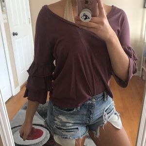 American Eagle Frilly Sleeve Top